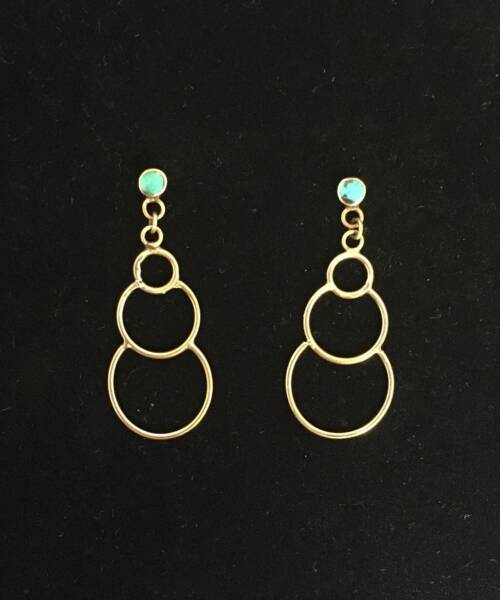 1980s Small Celestial Loop Earrings with Turquoise Studs