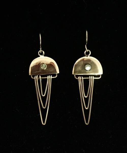 1980s Abalone Bronze Art Nouveau Revival Earrings