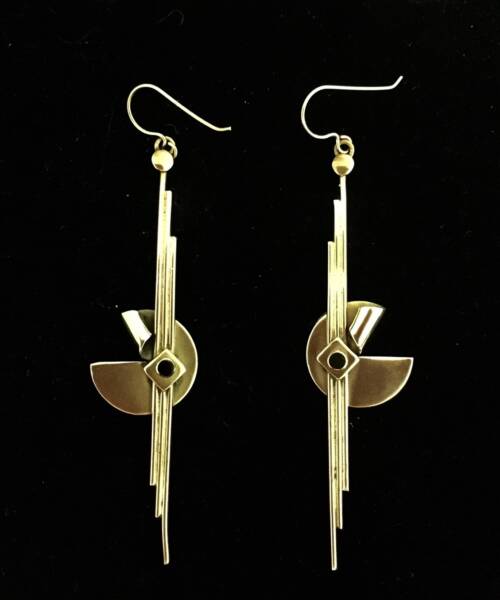 1980s Art Deco Orbit Earrings – Onyx Eclipse