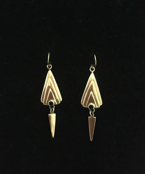 1980s Art Deco Triangle Dangle Earrings in  Turquoise Horizon