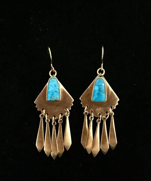 1980s Turquoise dangling Egyptian Revival Earrings