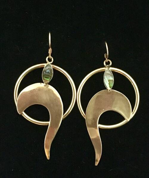 1980s Mother of Pearl large Art Deco Revival Circular Earrings